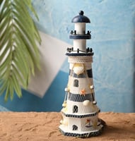 تحفة شكل منارة بطراز بحري لون أبيض وأزرق مقاس 27 س...