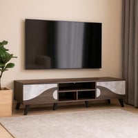 طاولة تلفزيون خشبيه بلون رمادي وبني – 180×40×45 سم
