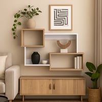 أرفف حائط خشب ماليزي لون أبيض X خشبي مقاس 88x20x52...