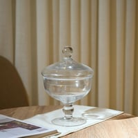 علبة تقديم الحلوي زجاج بغطاء بتصميم مميز باللون ال...