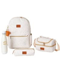 مجموعة شنطة ظهر مدرسية تولي 4 في 1 بتصميم قلوب لون...