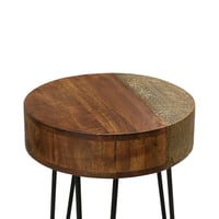 طاولة جانبية خشب هندي بزخرفة نحاس باللون البني مقا...