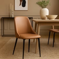 كرسي جلد بقواعد معدن لون بني مقاس 40x90 سم