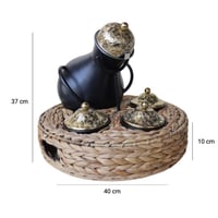 طقم جرة تقديم فول غراس لون خشبي مقاس 37x40x10 سم