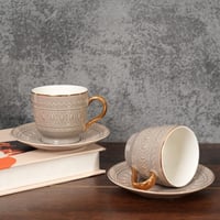 طقم فناجين قهوة من روز بتصميم مميز باللون البنى 6...