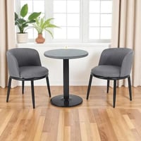 طقم جلسة خارجية معدن 2 كرسي مع طاولة باللون الرماد...