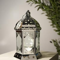 فانوس LED فضي من الحديد بتصميم مجوف أنيق