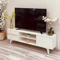 طاولة تلفاز خشب مميزة باللون الابيض مقاس 160x50x30...