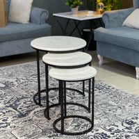 طقم طاولات جانبية خشب باللون الاسود والابيض