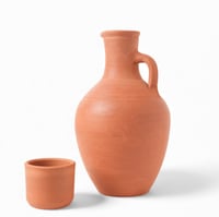 طقم فخار للماء مع كاسة واحدة – تصميم يدوي تراثي فا...