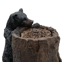 نافورة مضيئة بتصميم جذع شجرة و دب صغير لون بني و ا...