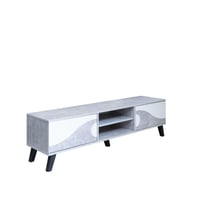 طاولة تلفزيون خشبيه بلون ابيض ورمادي – 160×40×45 س...