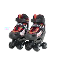 حذاء تزلج جلد بعجلات للاطفال بتصميم مميز لون اسود...