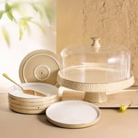 طقم تقديم الكيك بورساين من جوار باللون الايفوراى