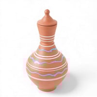 فخار ماء بنقش أبيض وأزرق – تصميم فخار تراثي يحافظ...