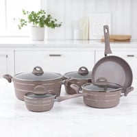 طقم قدور جرانيت من رويال فورد 9 قطعة باللون البيج