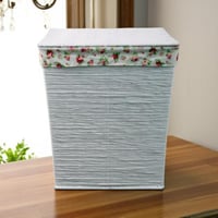 سلة غسيل مستطيلة بتصميم زهور لون أبيض مقاس 40 سم