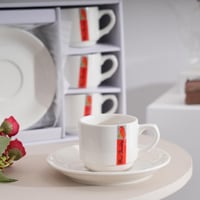 طقم فناجين قهوة سيراميك فاخر بلون أبيض