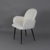 كرسي قماش بوكليه أبيض بقواعد حديد مقاس 50x90 سم