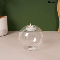 شمعدان زجاجي شفاف دائرى ذات تصميم بلورى مميز - 11...