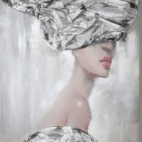 لوحة جدارية بتصميم فتاة مزودة بإطار خشبي مخفي لون...