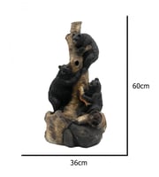 نافورة شكل دببة مع سمك فوق شجرة لون بني و اسود مقا...