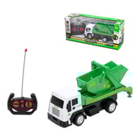 لعبة سيارة قمامة بجهاز تحكم عن بعد لون ابيض و اخضر