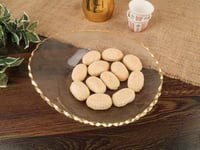 صحن تقديم بيضاوى اكريلك شفاف بأطراف ذهبية مزخرفة ح...