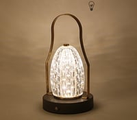 اباجورة بلورية رمادي مزخرفة بحامل ذهبي - ارتفاع 24...