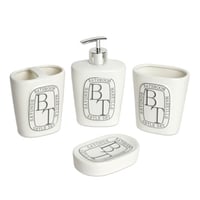 طقم بورسيلين كامل للاكسسوارات الحمام باللون الابيض...