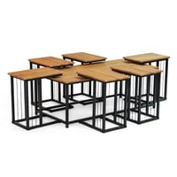 طقم طاولات مصنوع من المعدن والخشب بتصميم مميز بالل...