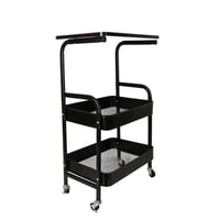 ستاند ترولى معدن x خشب للتخزين 3 دور باللون الأسود...