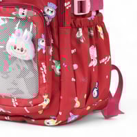 شنطة ظهر بتصميم لابوبو لون وردي مقاس 17 انش