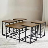 طقم طاولات قهوة متداخلة 5 قطع تصميم عصري انيق لون...