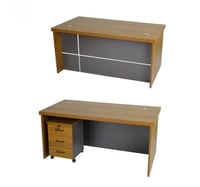 مكتب خشب مع ادراج لون بني x رمادي مقاس 160x80x75 س...