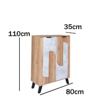 خزانة أحذية بابين خشب ماليزي اللون خشبي ورمادي 80X...