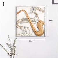 لوحة جدارية حديد بشكل ساكسفون و نوتات موسيقية مقاس...