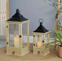 طقم فانوس خشب وزجاج