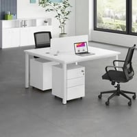 مكتب خشب مع ادراج لون أبيض مقاس 120x120x75 سم