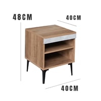طاولة سرير جانبية خشب مع رفوف تخزين مفتوحه