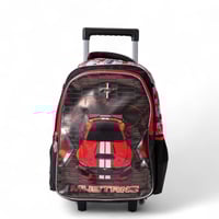 شنطة ترولي مدرسية مع مقلمة بتصميم سيارة لون اسود و...