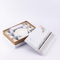 طقم فناجين قهوة مع صحون بتصميم عصري من اثير باللون...