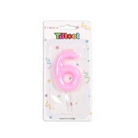 شمعة عيد ميلاد بتصميم رقم 6 باللون الوردي