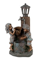 نافورة مياه مضيئة علي شكل منزل وصنبور مزين بالاطفا...