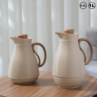 طقم ترامس لحفظ الشاي و القهوة بتصميم مميز لون بيج...