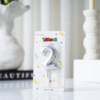 شمعه حفلات واعياد ميلاد على شكل رقم لون فضي - قطعه...