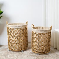 طقم سلال أسطوانية بتصميم حبال – قطعتين ببطانة قماش...