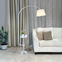 اباجورة عمود مع رف تقديم باللون الأبيض مقاس 184 سم