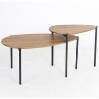 طقم طاولات بيضاوى بتصميم مميز وعصرى لون بنى