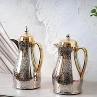 طقم ترامس لحفظ الشاي و القهوة بتصميم مميز لون فضي...